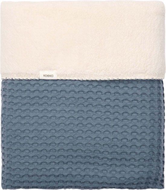 Koeka wiegdeken wafel/teddy Oslo bluestone 100x75