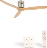 Create - Plafondventilator 40W silent Ø132 cm - Niquel Naturel Hout - WIND CALM