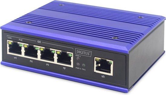 Digitus DN-651120 Netwerk switch Unmanaged L2 Gigabit Ethernet (10/100/1000) Power over Ethernet (PoE) Zwart, Blauw