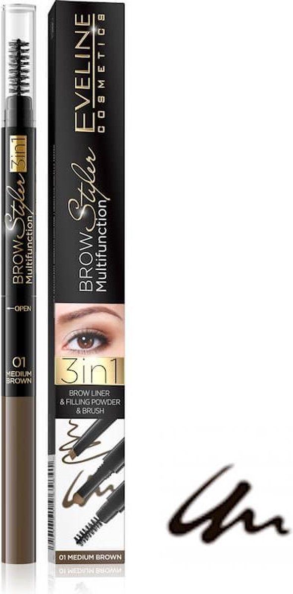 Eveline Cosmetics Brow Styler 3in1 Multifunction 02 Dark Brown