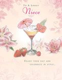 Piccadilly Greetings Verjaardagskaart met glittercoating voor cocktails en aardbeien aan een charmante nichtje