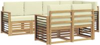 vidaXL - Acacia Hout Loungeset - Wit en Crème - 4 Zitplekken