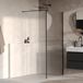 Brauer Oblivion Flow inloopdouche helder ribbelglas 90x200cm met zijwand 30cm incl. glascoating mat zwart