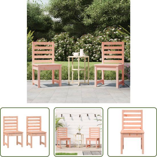 The Living Store Terrasstoelen - Set of 2 - Solid Douglas Fir Wood - 40.5 x 48 x 91.5 cm - Brown