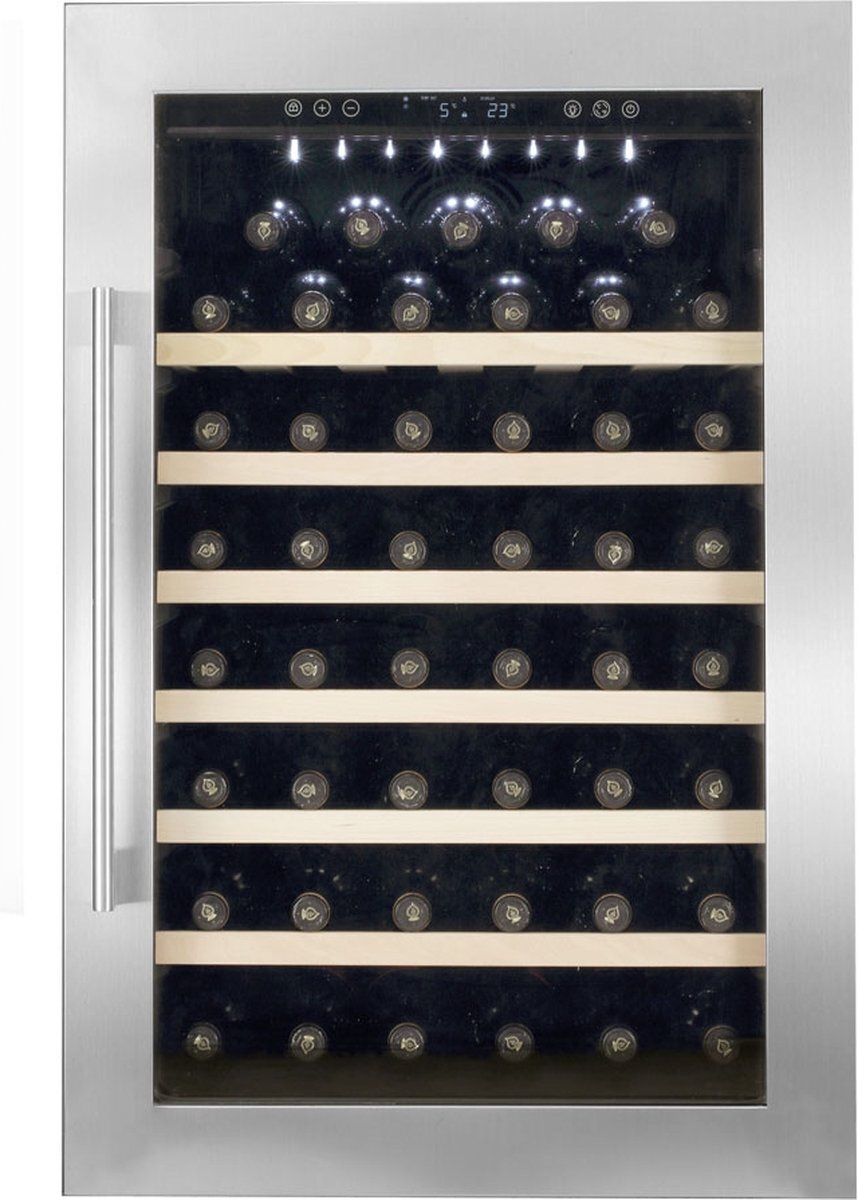 Vinata Wijnklimaatkast Premium met RVS glazen deur - 48 Flessen rvs