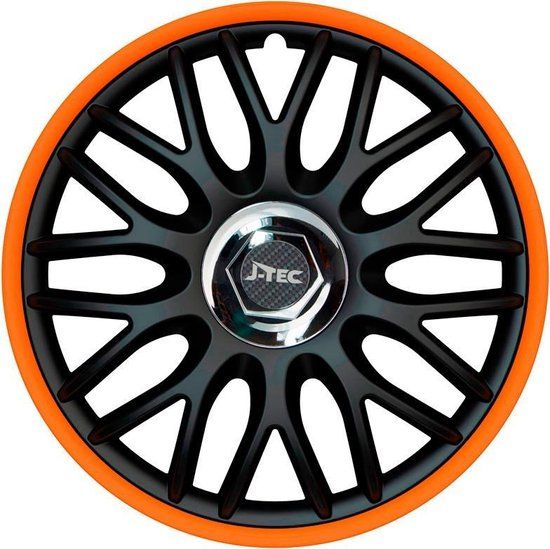 J-Tec Orden R Wieldoppen 16 inch - Zwart/Oranje (4 stuks)