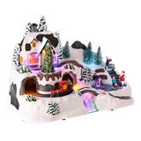 Well Home Kerstdorp ter decoratie met beweegbare scène en ledverlichting, 37 x 22,5 x 25,7 cm