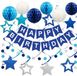 Nova markt Happy Birthday Slinger Bleu – Décoration de fête avec boules alvéolées, étoiles et tourbillons suspendus – Pour anniversaire homme ou garçon