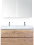 BES LED Maxx XL Badmeubelset 120 cm - Natuur Eiken - Wastafel Just Enkel 2 Kraangaten met Spiegelkast
