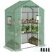 Serre de jardin 140x73x190 cm, tunnel PE avec 1 porte, 2 fenêtres, 2 étagères en U pour légumes, plantes, fleurs