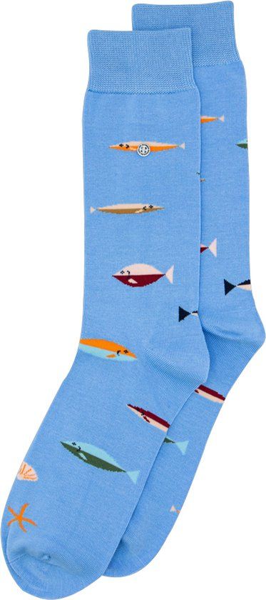 Alfredo Gonzales Fish Sokken AG-Sk-FIS-01 113 Light Blue/Orange/Blue M(42-45)