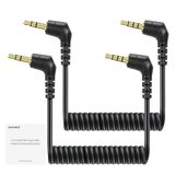 NEEWER 2-pack Aux-kabelset, 3,5 mm TRS mannelijk naar TRRS mannelijke opgerolde kabel compatibel met DJI Mic Rode Wireless GO II Hollyland Lark NEEWER CM28 CM31 Microfoon iPhone iPad Android Tablet