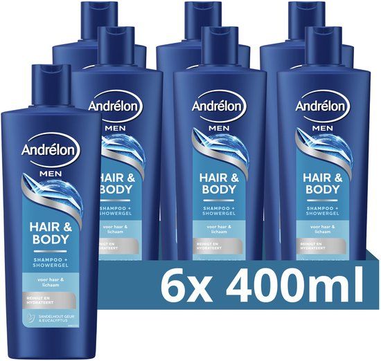 Andrélon Men Shampoo en Showergel - Hair & Body - 6 x 400 ml