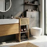 en.casa Badkamerrek Kydesby bamboe 83x39x30 cm naturel en grijs