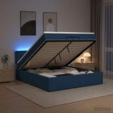 Prolenta Maison Exclusive Lit Ottoman exclusif, avec matelas et éclairage LED bleu, dimensions 200 x 200 cm, revêtement en tissu
