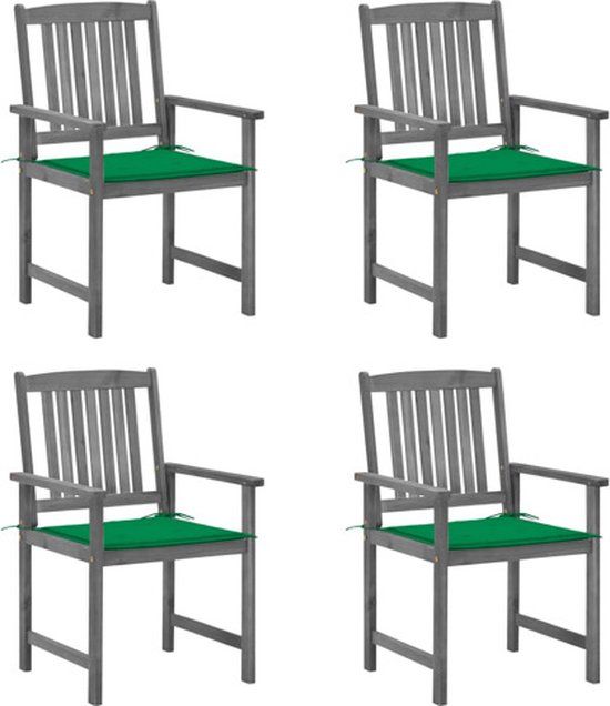 vidaXL Tuinstoelen 4 st met kussens massief acaciahout grijs