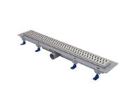 LIV VIBE Douchegoot, roestvrij stalen frame, 650 mm rooster, 40 mm afvoer, hoogte 65 mm (verstelbaar 65-87 mm), 15 mm frame, 35-38 l/min doorstroming (EN 1253-2), K3 draagkracht (300 kg), zwart