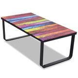 VidaXL Salontafel met regenboog-print glazen tafelblad
