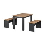 Vicco Sentio Eettafel set – 112 x 73.6 cm met 2 banken Antraciet/gouden eik