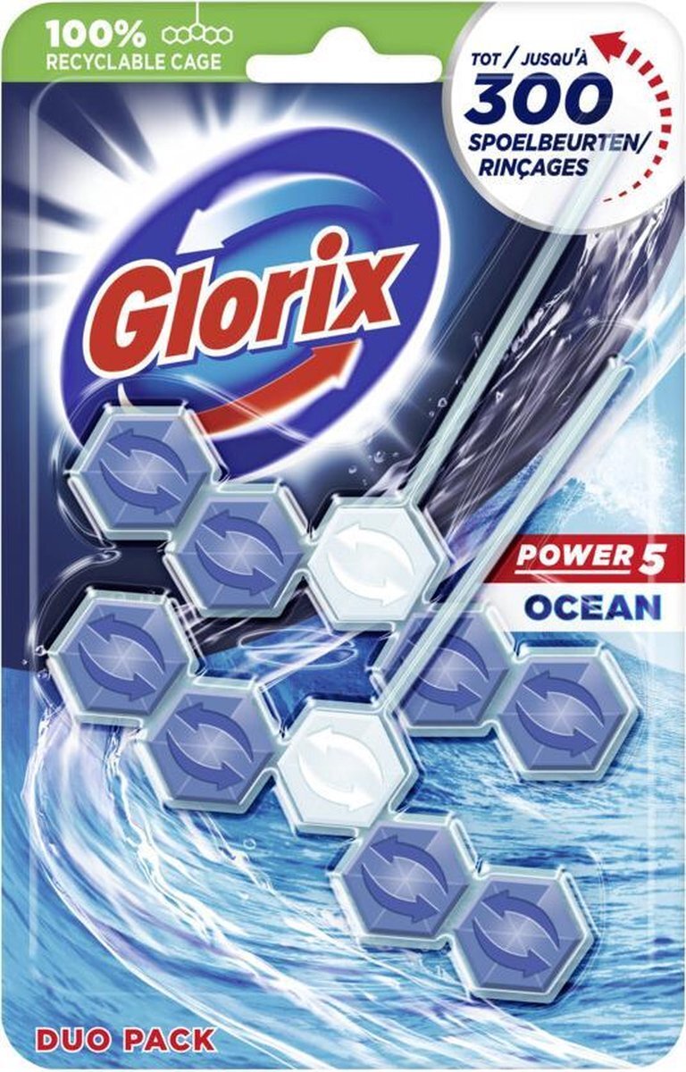 Glorix Power 5 Wc Blok - Ocean - 7 x 2 stuks - Voordeelverpakking