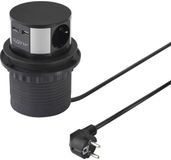 Sygonix SY-6887466 Stekkerdoostoren 3-voudig Zwart, Zilver Randaarde stekker 1 stuk(s)