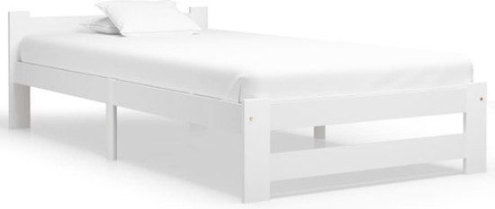vidaXL Bedframe massief grenenhout wit 100x200 cm