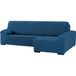 ECOMMERC3 Bi-elastische bankovertrek voor chaise longue-bank, met lange arm rechts, blauw, aanpasbaar aan alle modellen, bankovertrek met schuimrubberen ondersteuning