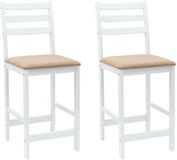 vidaXL Eetstoelen 2 stuks Massief Rubberhout Wit 40 x 47,5 x 99,5 cm