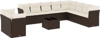 vidaXL 11-delige Loungeset met Kussens Poly Rattan Bruin