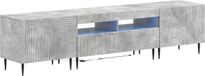 vidaXL Meuble TV 3 pièces LED Bois de chêne gris béton Bois de particules