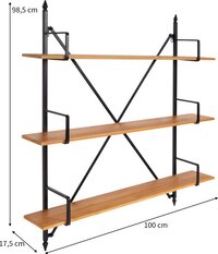 Wandrek Rassa - Hout/Metaal - 100x17x98 cm - Zwart/Hout