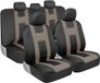 BDK carXS Tweekleurige beige autostoelhoezen complete set met bijpassende achterbankhoezen, gemaakt voor de meeste auto's, vrachtwagens, bestelwagens, SUV's