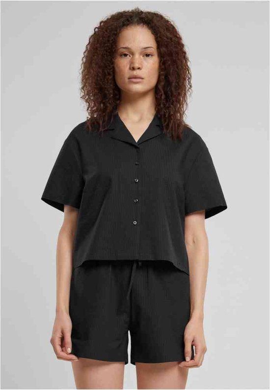 Urban Classics Seersucker Blouse - Women - Black - Size 4XL