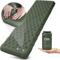 Bol Campingmat, 2-in-1 opblaasbare campingpads met kussen (190 x 66 cm), lichtgewicht, dikte 10 cm, compacte mat voor op reis met de auto, ripstop, anti-lekkage, waterdicht, voor tent, hangmat