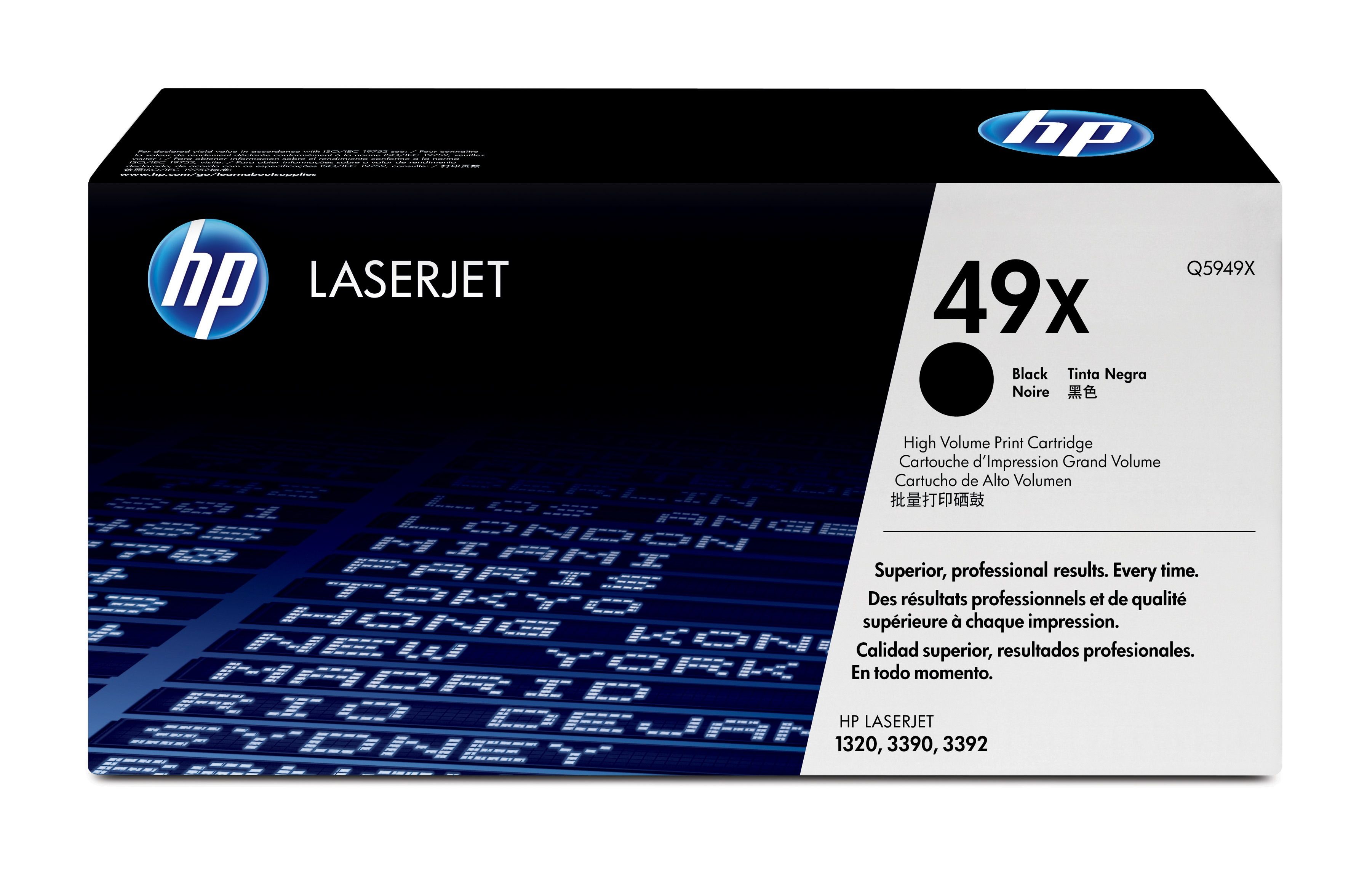 HP 49X High Capacity Black Toner Cartridge - Q5949X - Compatible with HP LaserJet 1320, 3390, 3392