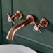 Hudson Reed Elizabeth Robinet lavabo mural – 3 trous – Commandes croisillons – Bronze satiné – Design rétro