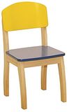 Roba Kinderstoel van massief hout, zithoogte 31 cm, kleine stoel vanaf 2 jaar, belastbaar tot 50 kg, geel/blauw