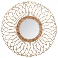 - Atmosphera Spiegel van rotan, bloemrozet, diameter 58 cm, beige