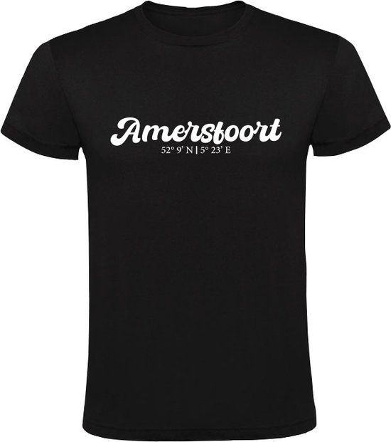 Amersfoort Coordinaten Heren T-shirt Zwart Maat M