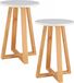 Tendance Pouf d'appoint modèle Oslo - 2x - blanc - bois de bambou - D30 x H43 cm - table d'appoint