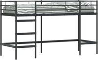 vidaXL Kids' Loft Bed Frame - Black - 90 x 190 cm - Steel