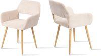 MEUBLE COSY Meubles Cosy Set van 2 eetkamerstoelen - met armleuningen Corduroy zitting – Beige