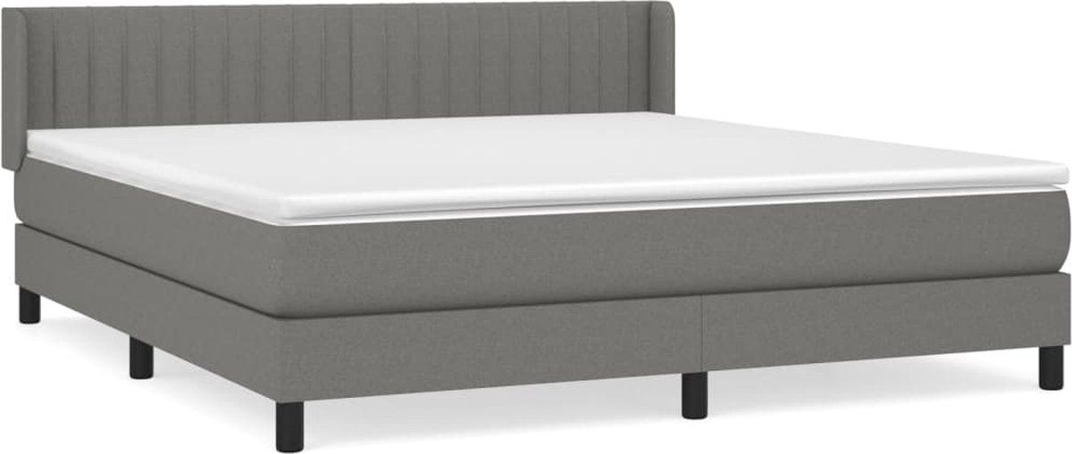 vidaXL Boxspring bed met matras - stof - donkergrijs - 180x200 cm