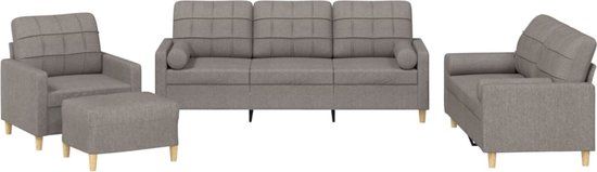 vidaXL 4-delige Loungeset met kussens stof taupe