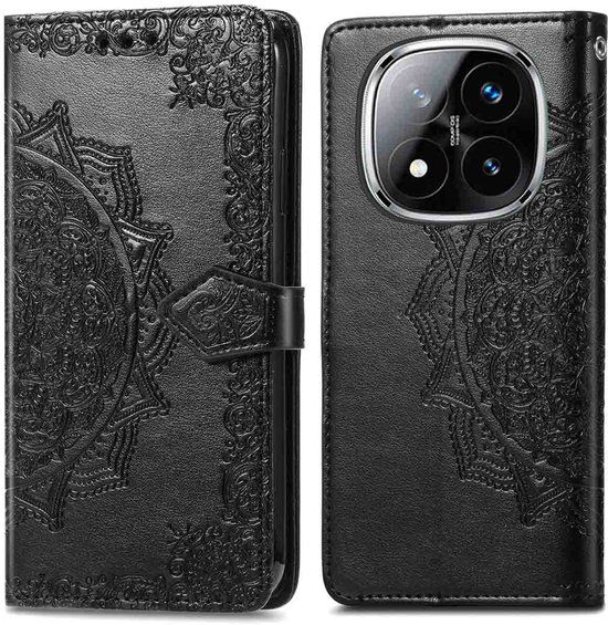 imoshion Hoesje - Geschikt voor Xiaomi Redmi Note 14 Pro Plus 5G - Mandala Bookcase - Zwart