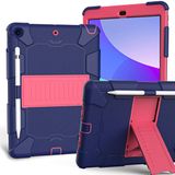 Case voor iPad 10.2 Inch 9e/8e/7e generatie 2021/2020/2019 met Drie-in-één ontwerp, schokbestendig Robuuste case met potloodhouder en standaard - Marineblauw+Rose
