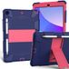 Case voor iPad 10.2 Inch 9e/8e/7e generatie 2021/2020/2019 met Drie-in-één ontwerp, schokbestendig Robuuste case met potloodhouder en standaard - Marineblauw+Rose