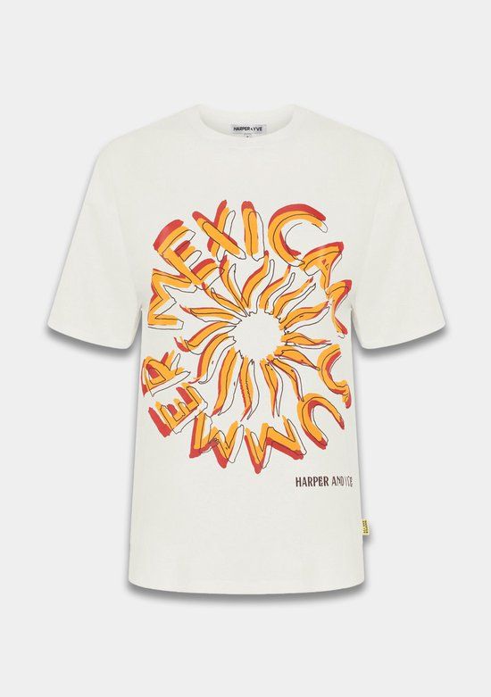 Harper & Yve T-shirt Mexicansun Ss Hs6y308 101 Ecru Dames Maat - XS