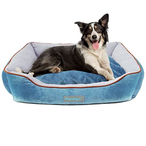 Docatgo Docatgo Hondenbed, huisdierbed met omkeerbaar kussen, hondenmand, 80 x 60 x 20 cm, machinewasbaar, comfortbed voor middelgrote grote hond (L)