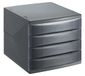 Rotho Quadra lade/kantoorbox met 4 laden, kunststof (PS), BPA-vrij, zwart (36,5 x 28,0 x 25,0 cm)